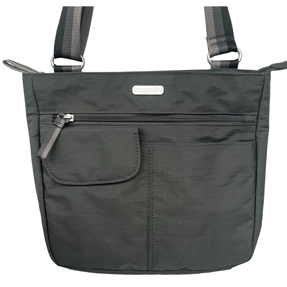 Baggallini Fine Line Crossbody Shoulder Bag Grey, Adjustable Strap